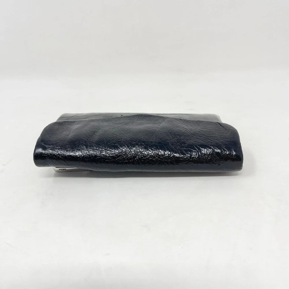 Hobo Lacy Wallet Black Glazed Leather Small TriFold